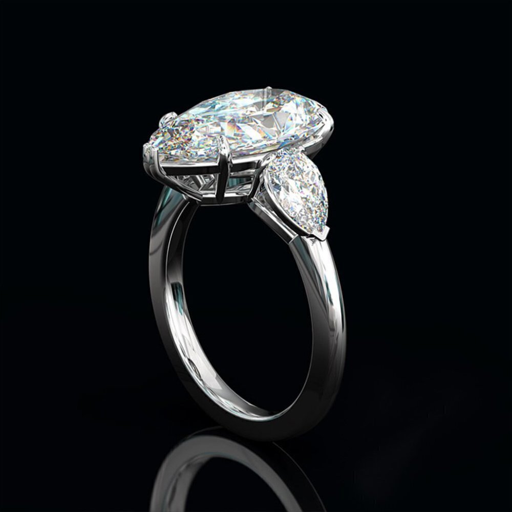 Water Drop High End Custom Silver Wedding/Engagement Ring for Women,VI…